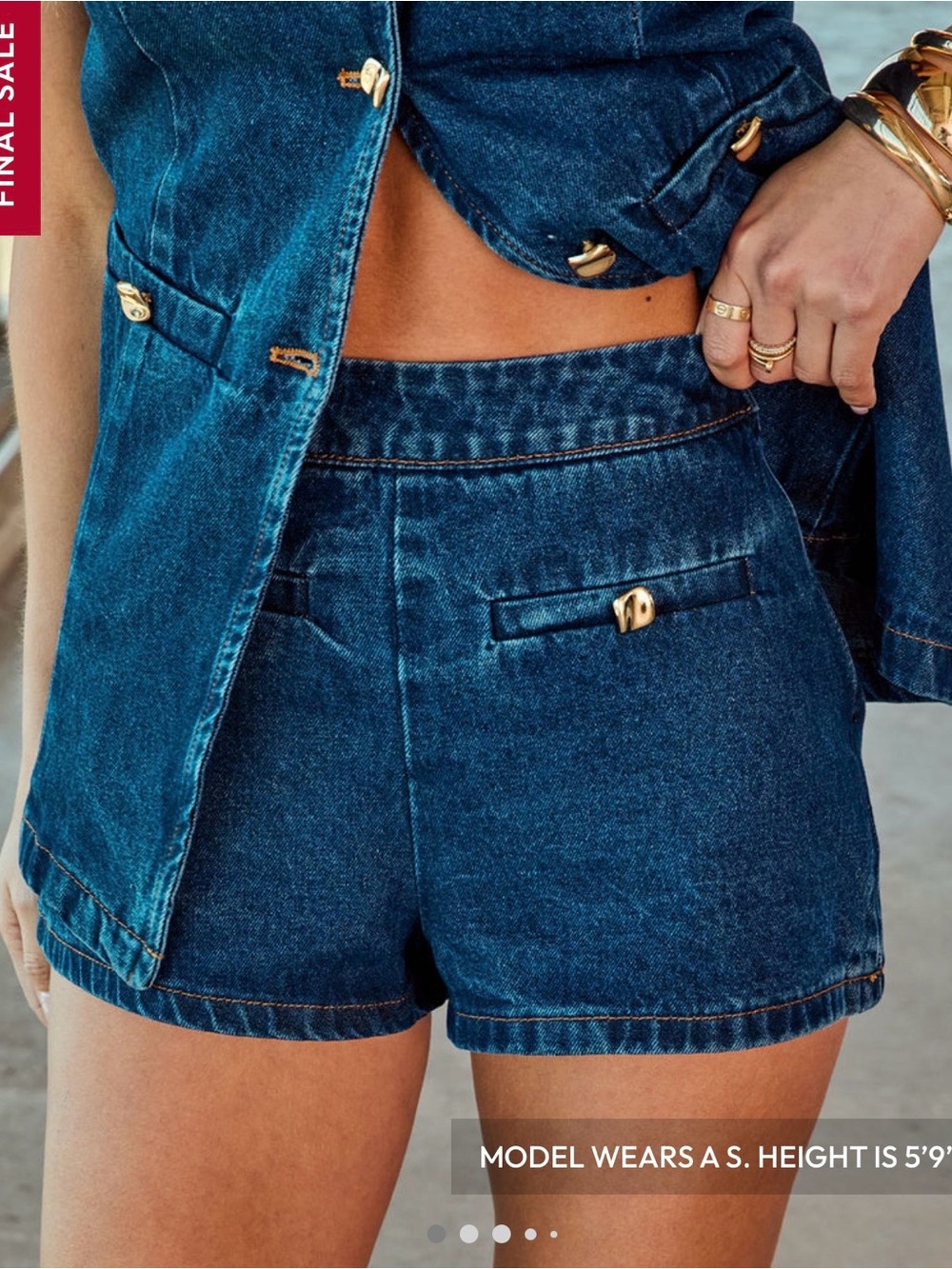VICI Denim High-Rise Shorts - Dark Blue
